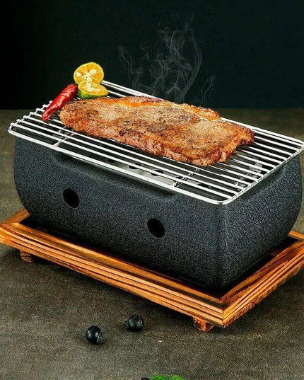 Japanese Charcoal Grill & Tea Infuser Set with Korean BBQ Plate - Ultimate Outdoor Cooking Delight