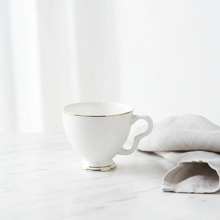 Gold-Rimmed Bone China Coffee Cup & Saucer Set | Très Elite