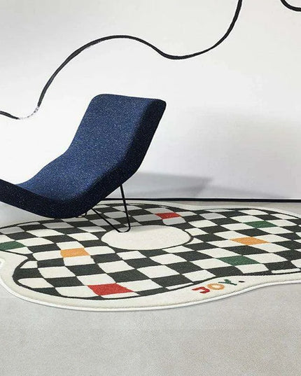 Retro Chic Checkerboard Plush Area Rug - Luxurious Home Enhancement