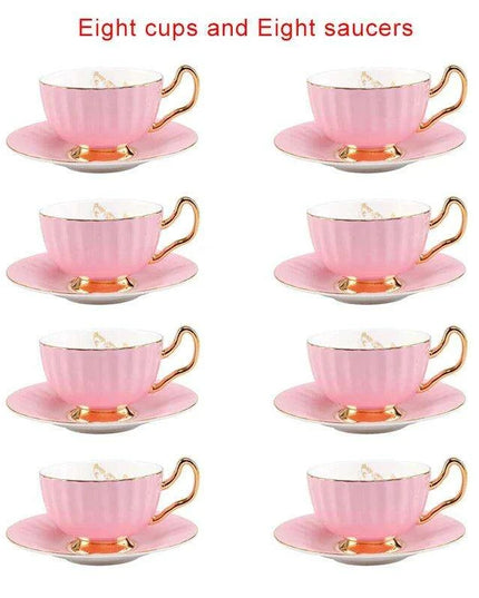 Elegant Heritage: Exquisite Bone China Tea and Coffee Set with 24K Gold Accents