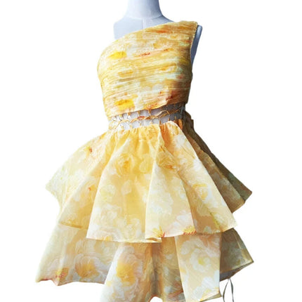 Chic Asymmetrical High-Waist Mini Dress with Statement Diagonal Collar for Fashion-Forward Women