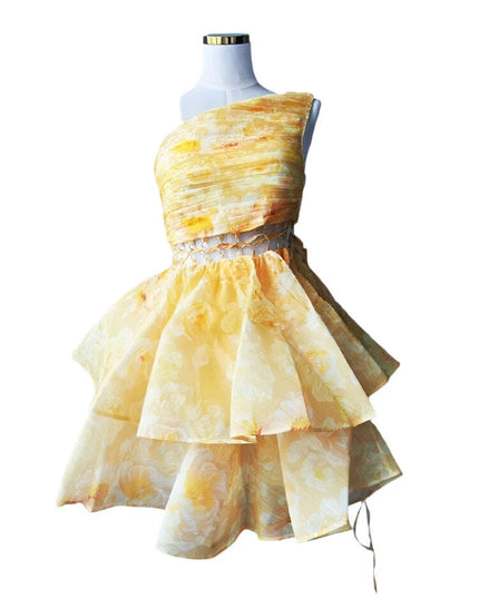 Chic Asymmetrical High-Waist Mini Dress with Statement Diagonal Collar for Fashion-Forward Women