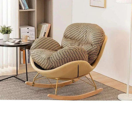 Plush Velvet Nordic Rocking Chair - Elegant Lounge Seating for Ultimate Relaxation