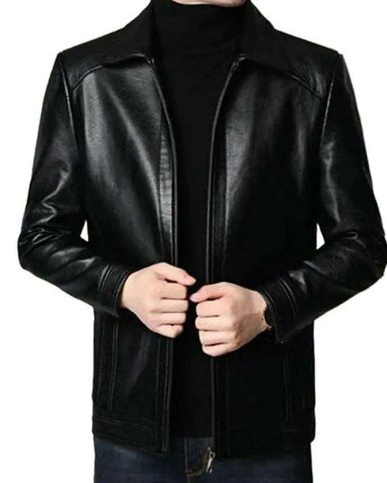 Men's Stylish Faux Leather Biker Jacket - Warm and Windproof Outerwear