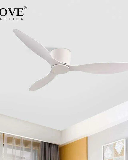 Modern Black and White Remote-Controlled Low Profile Ceiling Fan - 30W DC Motor - No Light - Sleek Design - 220V