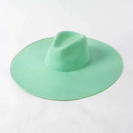 Wide Brim Wool Felt Fedora Hat for Men and Women