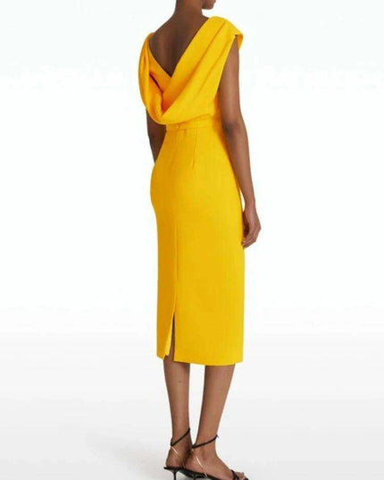 Customizable High Waist Summer Evening Dress with Stylish Back Split and Elegant Collar