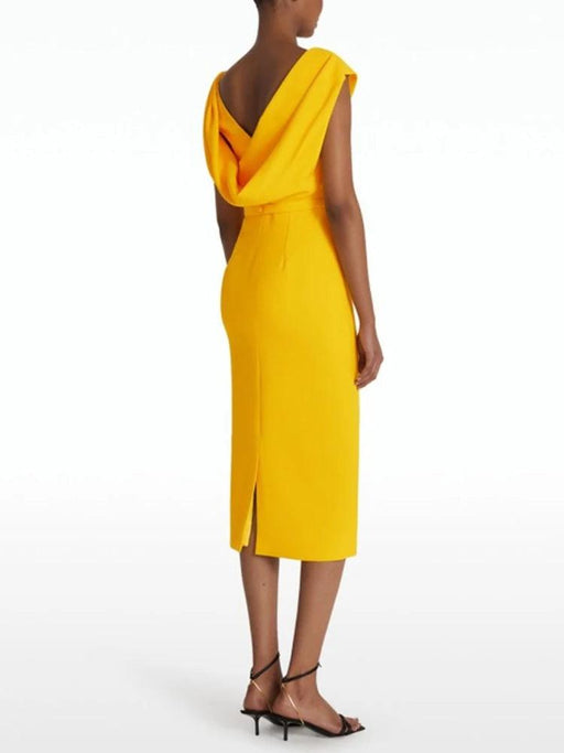 Customizable High Waist Summer Evening Dress with Stylish Back Split and Elegant Collar