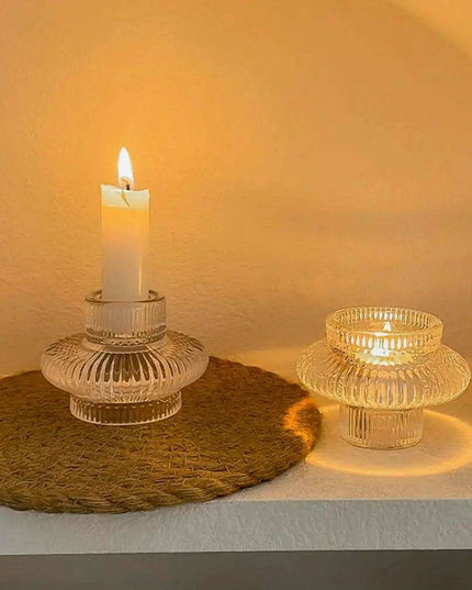 Elegant Double-Faced Glass Candle Holder for Home and Event Decor