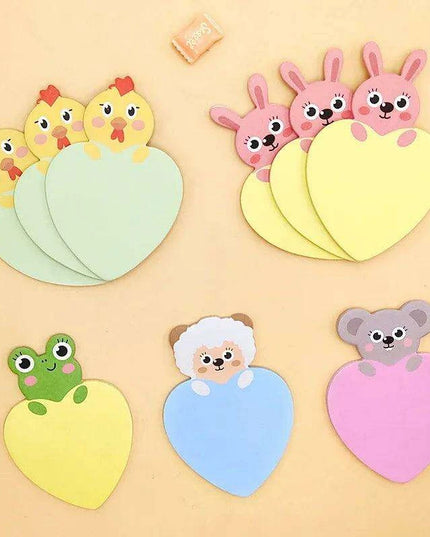 Charming Animal-Inspired Heart-Shaped Sticky Notes for Creative Minds