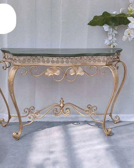 Ginkgo Elegance: Vintage American Botanical Console Table with Timeless Charm