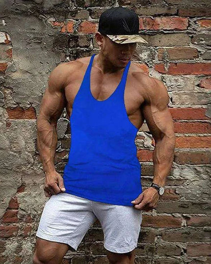 Men's Sleeveless Cotton Tank Top for Bodybuilding and Fitness - Muscle Stringer Vest