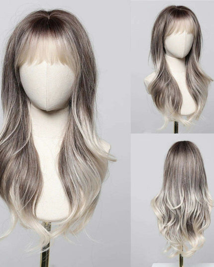 30-Inch Brown Wavy Synthetic Wig with Bangs - Perfect for Parties and Themed Events