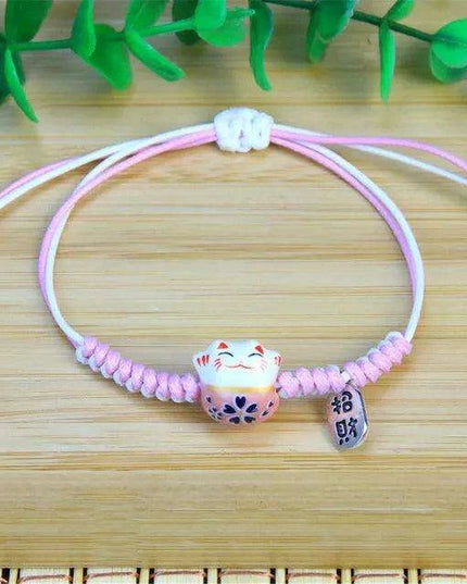 Lucky Cat Beaded Bracelet - Adjustable Harajuku Fashion Statement for Trendy Girls