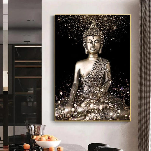 Buddha's Serene Aura: Personalized Canvas Artwork for Home and Office Interiors