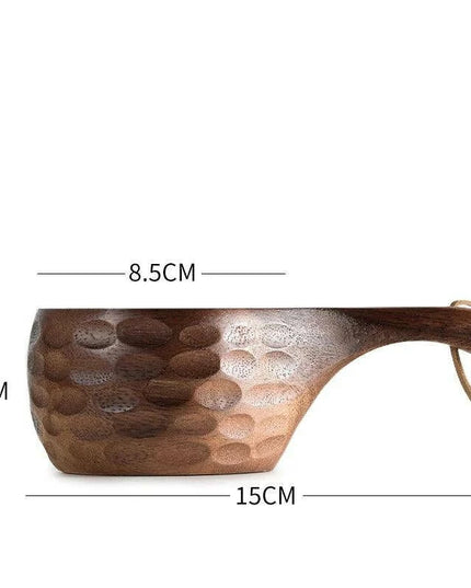 Rustic Acacia Wood Outdoor Mug - Elegant Camping Coffee & Milk Cup with Practical Rope Handle
