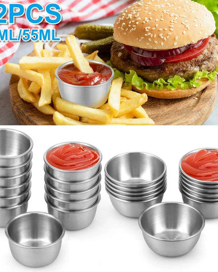 Elegant Stainless Steel Dipping Bowls Collection - 12-Piece Sophisticated Dining Essentials