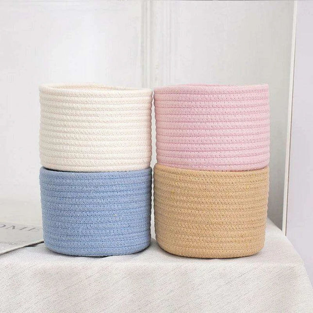 Stylish Handwoven Cotton Rope Basket for Home Organization and Storage