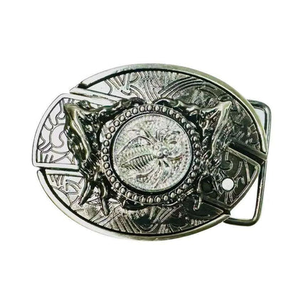 Retro Punk Cowboy Style Metal Buckle Belt for Men - Customizable Fit with Unique Embossed Detailing