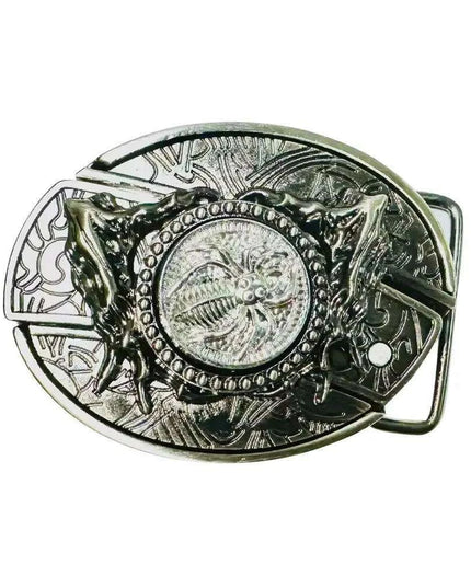 Retro Punk Cowboy Style Metal Buckle Belt for Men - Customizable Fit with Unique Embossed Detailing