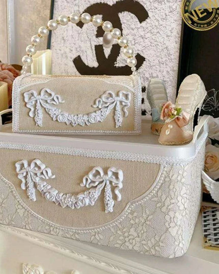 Elegant Leather Tissue Organizer with Stylish Bow - Chic Storage Solution for Home and Office