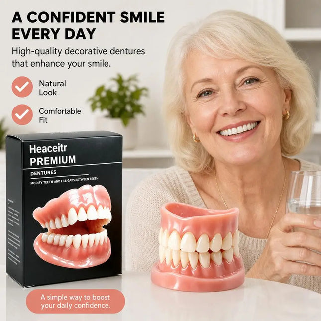 Silicone Full Denture Set — Soft Fit, Natural Shade, Temporary Smile Restoration