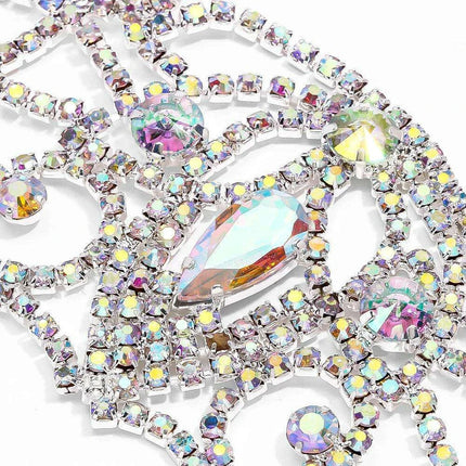 Radiant AB Color Rhinestone Armlet with Chain for an Enchanting Dance Performance