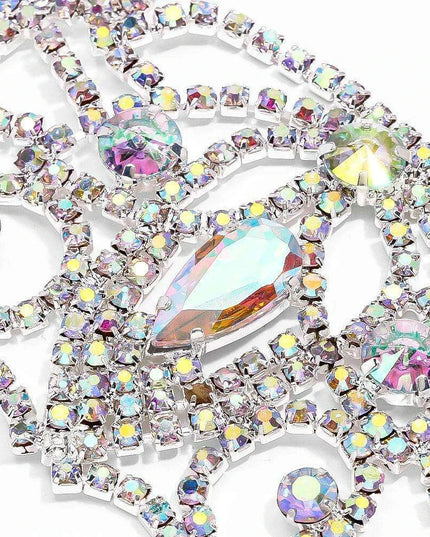 Radiant AB Color Rhinestone Armlet with Chain for an Enchanting Dance Performance