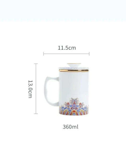 Elegant White Ceramic Tea Infuser Mug with Built-in Strainer and Lid for Ideal Tea Brewing Experience