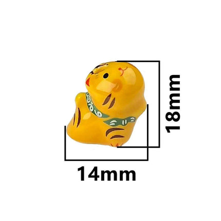 Charming Anime-Inspired Lucky Cat Ceramic Beads for Creative Jewelry Projects - 15x21mm Porcelain Essentials with Vertical Hole