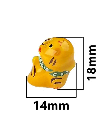 Charming Anime-Inspired Lucky Cat Ceramic Beads for Creative Jewelry Projects - 15x21mm Porcelain Essentials with Vertical Hole