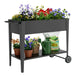 Elevated Galvanized Steel Mobile Garden Planter with Storage and Wheels