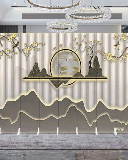 Contemporary Dual-Sided Mobile Folding Screen for Stylish Space Division