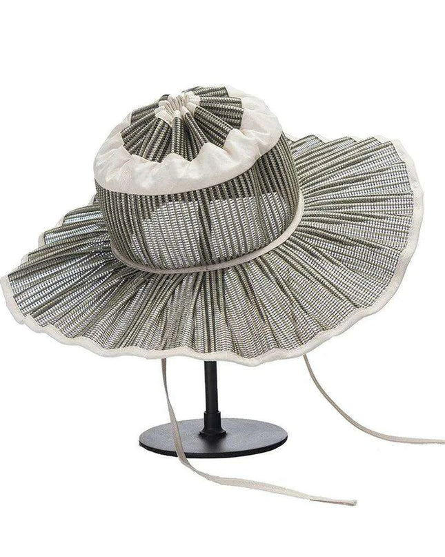 Chic and Practical Foldable Straw Sun Hat with Stylish Belt - Large Brim UV Protection for Outdoor Adventures