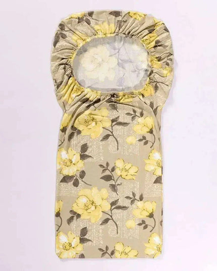 Nordic Floral Stretch Chair Slipcover in Yellow and Tan