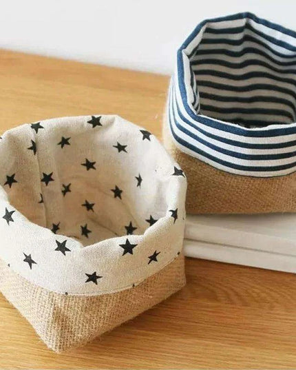 Versatile Foldable Jute and Cotton Storage Basket for Home and Travel