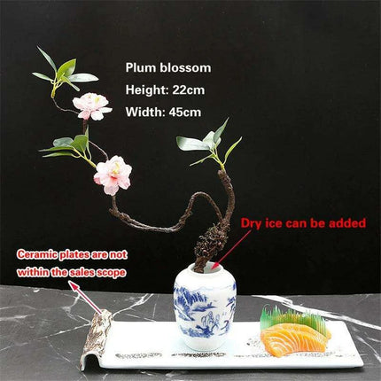 Elegant Floral Sashimi Display Set for a Luxurious Dining Experience