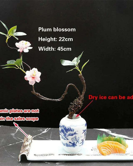 Elegant Floral Sashimi Display Set for a Luxurious Dining Experience