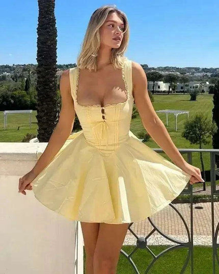 Sleek Black Cut-Out Mini Dress with Fashion-Forward Lace-Up Details