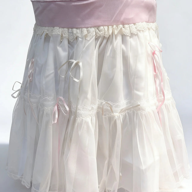 Sweet Pink Dressing Bench & Chair Cover | Cotton & Lace Stool Slipcover