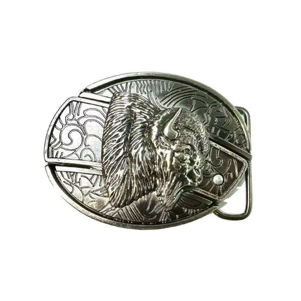 Retro Punk Cowboy Style Metal Buckle Belt for Men - Customizable Fit with Unique Embossed Detailing