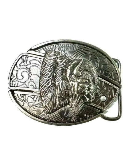 Retro Punk Cowboy Style Metal Buckle Belt for Men - Customizable Fit with Unique Embossed Detailing