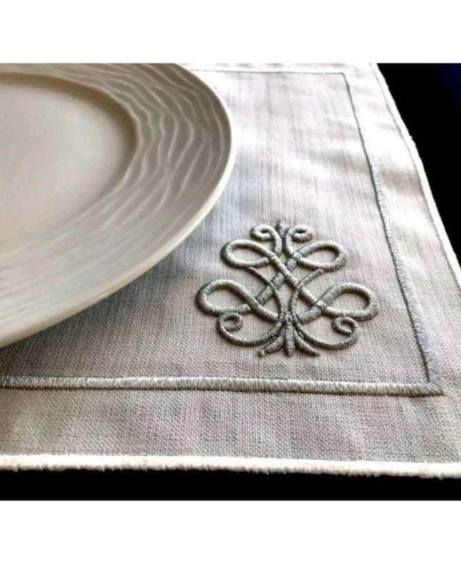 Luxurious 3D Embroidered Placemat Collection: 12-Piece Set for Exquisite Dining