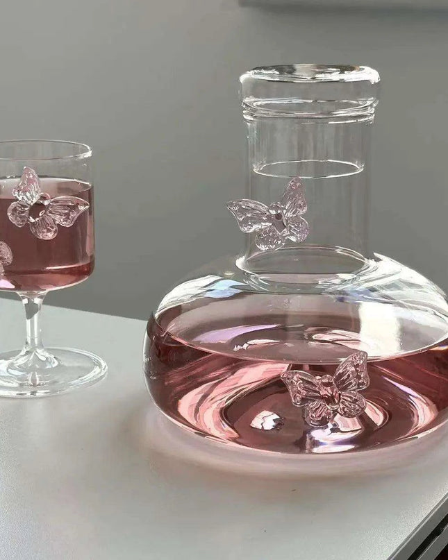 Charming Chinese Butterfly Teapot and Glassware Set for Tea and Cocktails