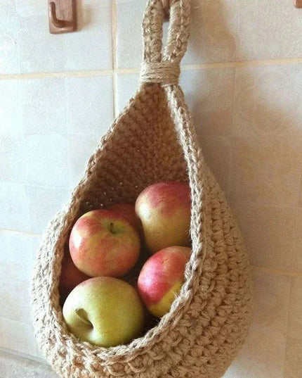 Sustainable Bohemian Jute Rope Hanging Basket for Elegant Fruit Display