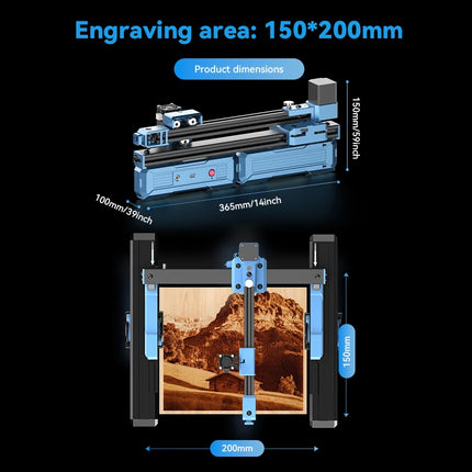 D2 Foldable Laser Engraver - 200x150mm, Multi-Platform, Wood Acrylic Leather