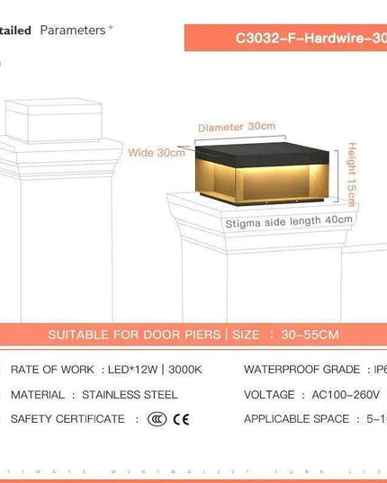 Elegant Waterproof LED Pillar Top Light for Outdoor Ambiance – Perfect for Streets, Fences, and Landscapes