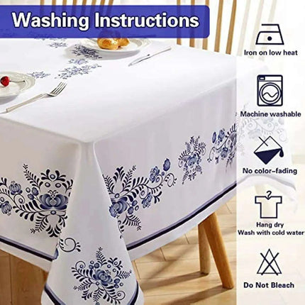 Elegant Spring-Inspired Blue and White Porcelain Rectangular Tablecloth for Memorable Celebrations
