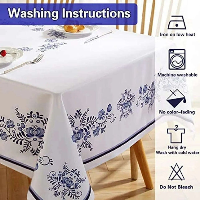Elegant Spring-Inspired Blue and White Porcelain Rectangular Tablecloth for Memorable Celebrations