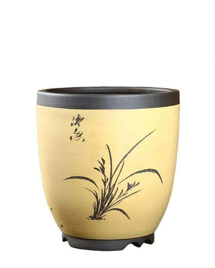 Elegant Purple Sand Bonsai Pot Set for Clivia Plants